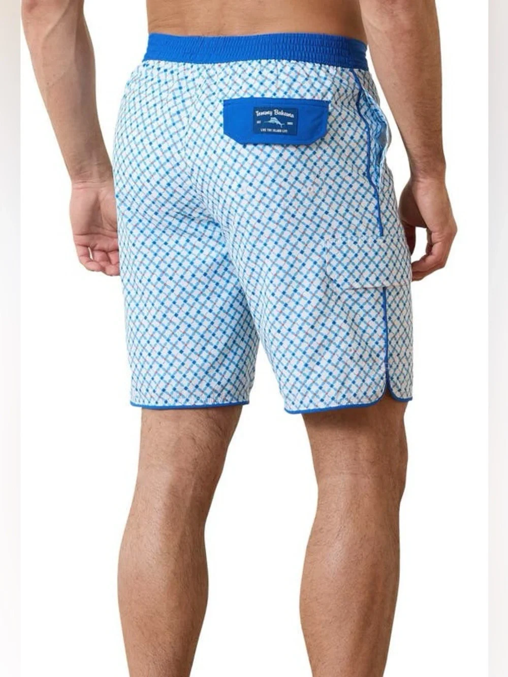 Tommy Bahama Baja Surfside Geo Board Shorts Swim Trunks Men’s XL Blue White